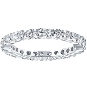 1 1/2ct 14k White Gold Round Diamond Womens Eternity Anniversary Stackable Wedding Ring