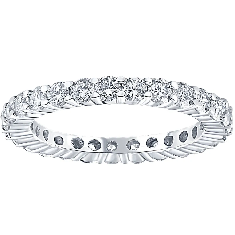 1 1/2ct 14k White Gold Round Diamond Womens Eternity Anniversary Stackable Wedding Ring