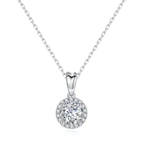 1 CT. Luxury Round Halo Moissanite Necklace