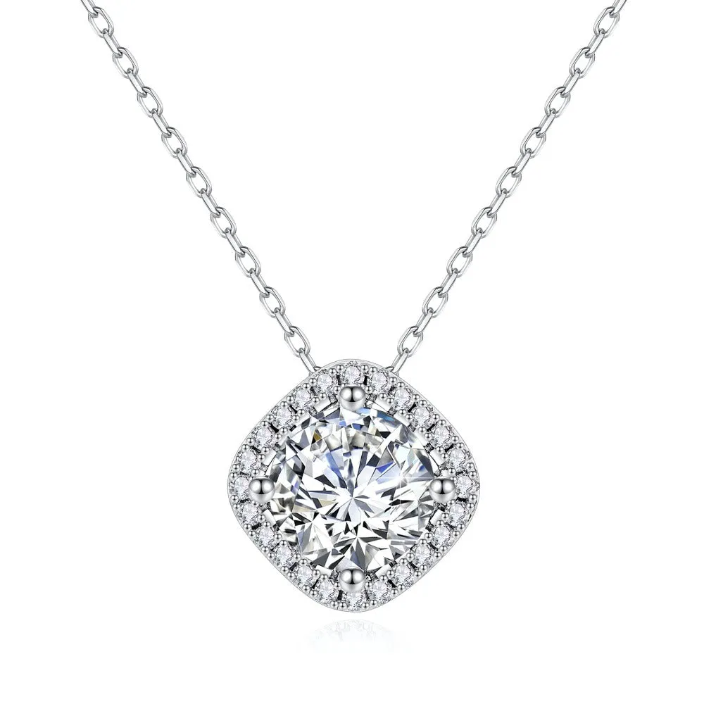 1 CT. Luxury Square Halo Moissanite Necklace