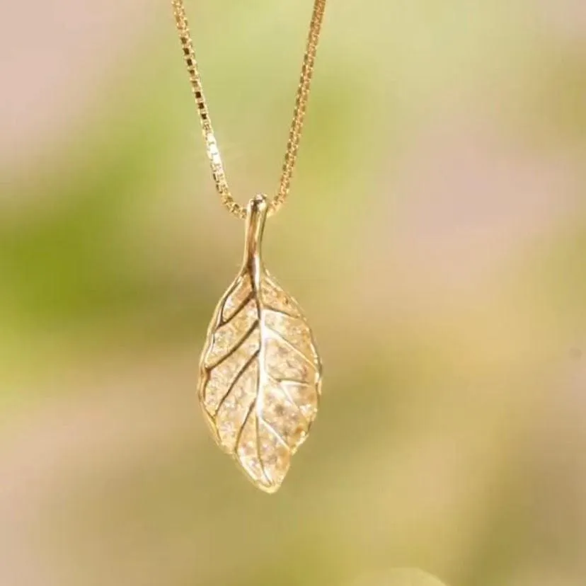 14K Gold Plated Leaf Shape Necklace Fashion Gift for Women LJ37