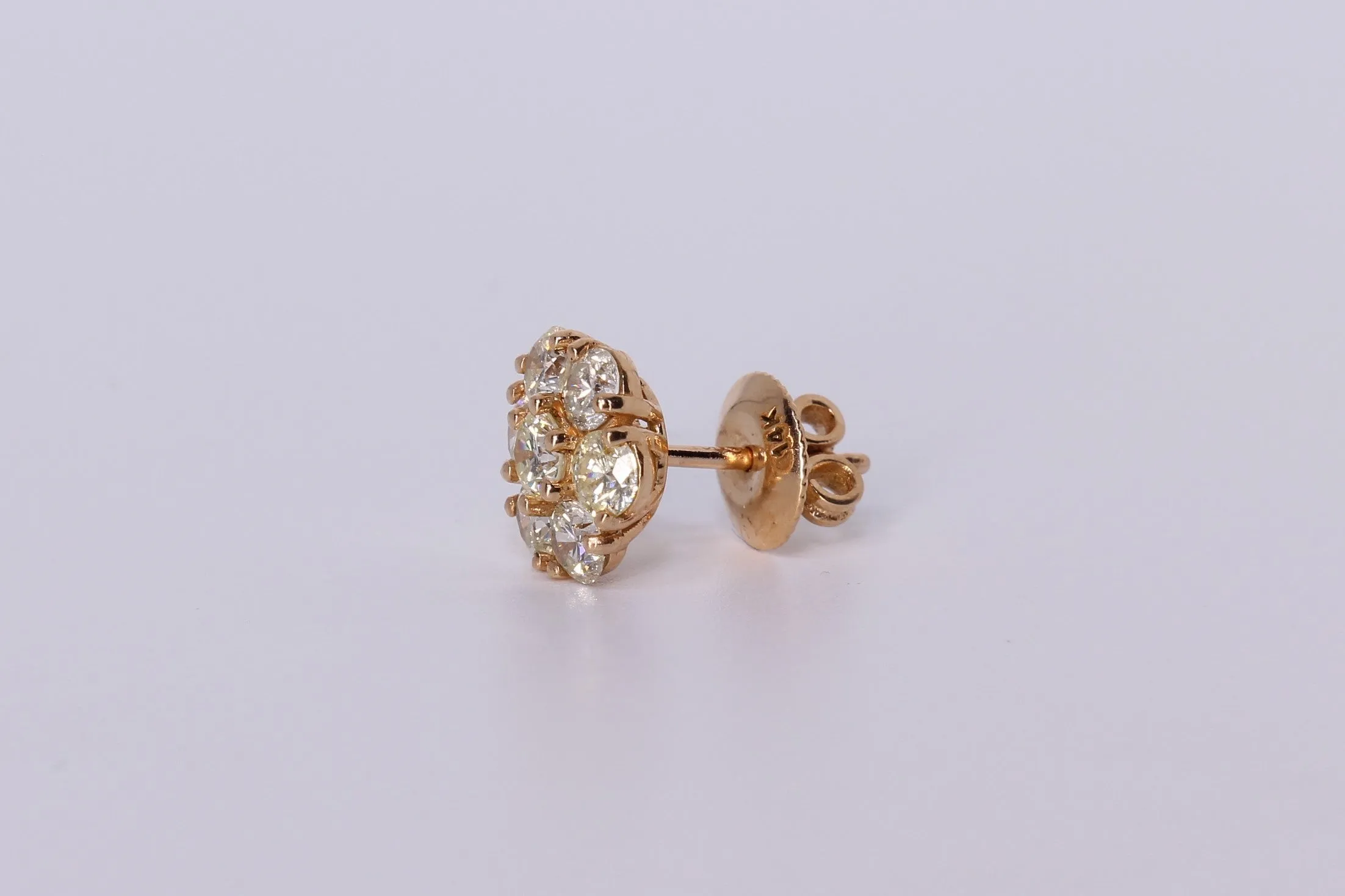 14k Rose Gold Flower Cluster Earrings 2.53Ctw