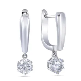 14k White Gold Drop / Danlge Moissanite Earrings 1ctw