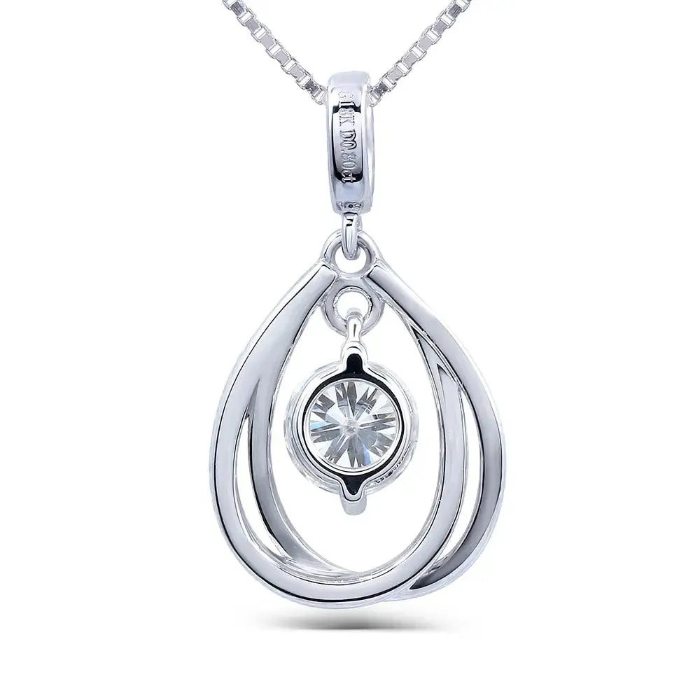 14k White Gold Moissanite Necklace 0.5ct Center Stone