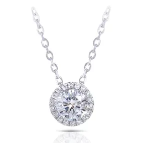 14k White Gold Moissanite Necklace / Pendant 1.3ct Total