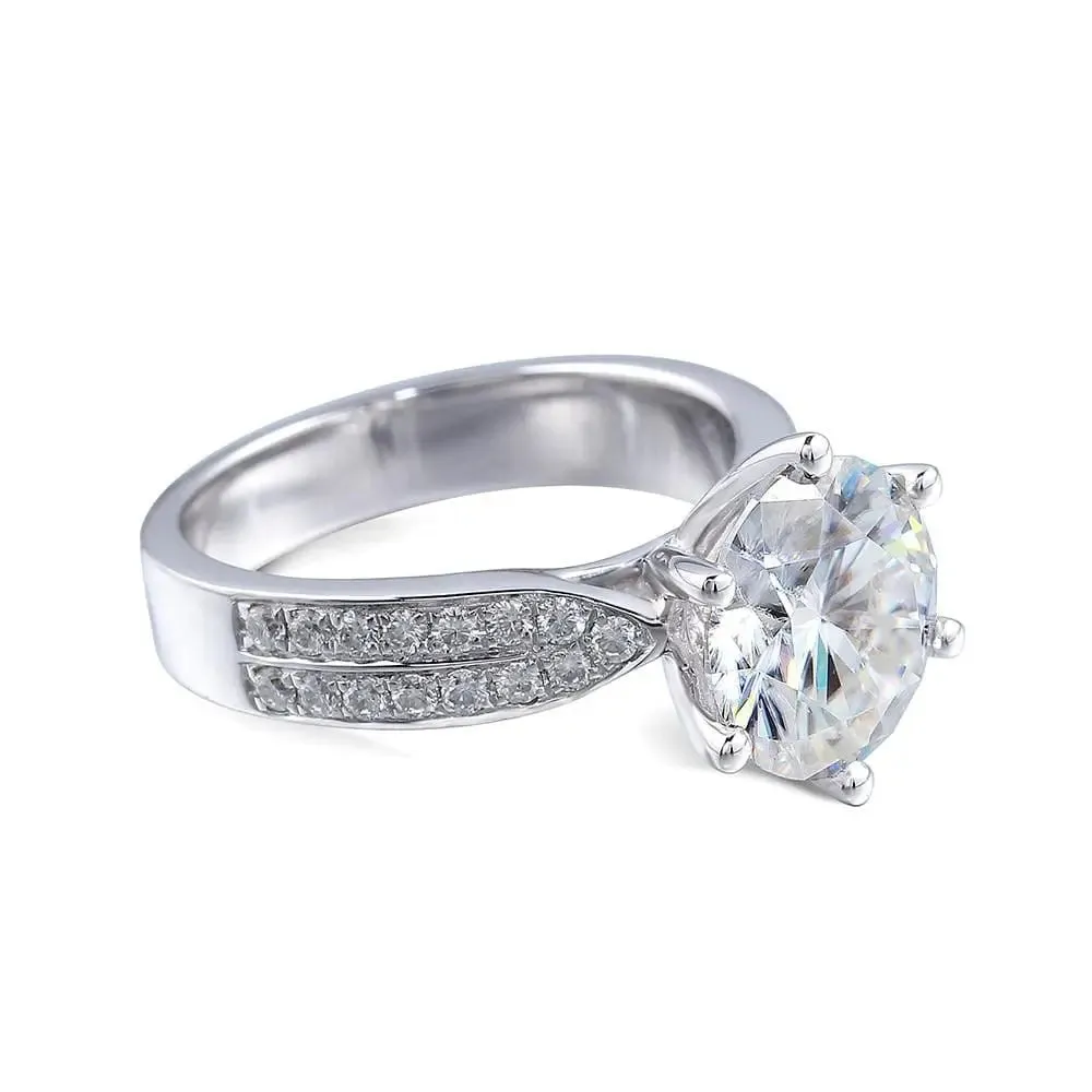 14k White Gold Moissanite Ring 1ct, 2ct, & 3ct, Center Stone Options