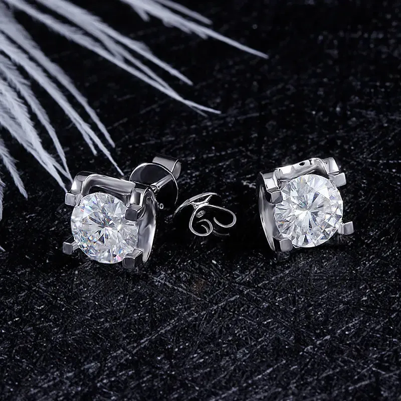 14k White Gold Moissanite Stud Earrings 2ctw