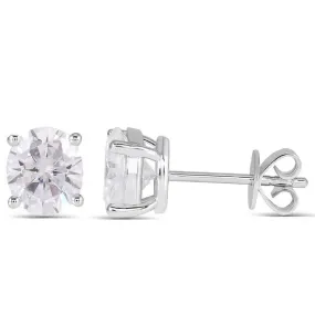 14k White Gold Oval Moissanite Stud Earrings 2ctw