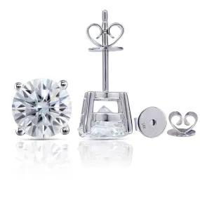 14k White Gold Stud Moissanite Earrings 2.6ctw