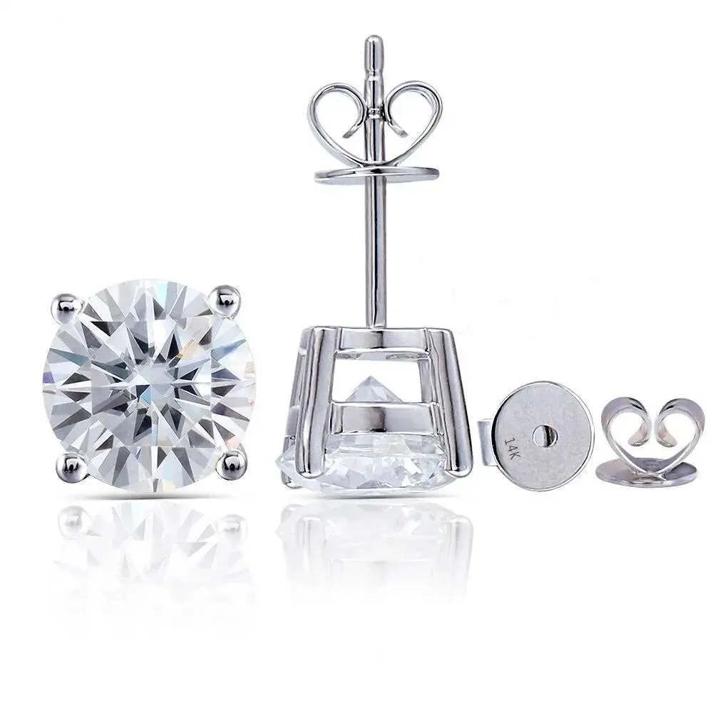 14k White Gold Stud Moissanite Earrings 2.6ctw