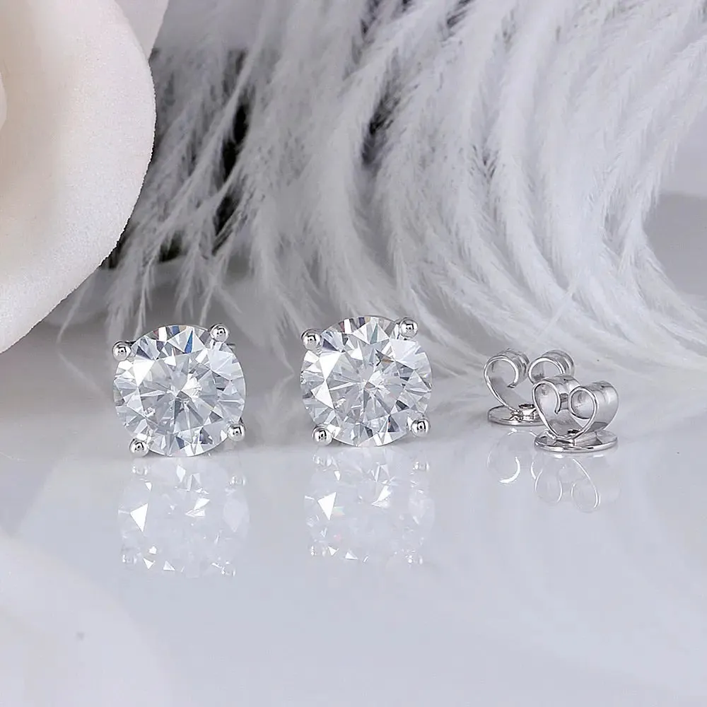 14k White Gold Stud Moissanite Earrings 2.6ctw