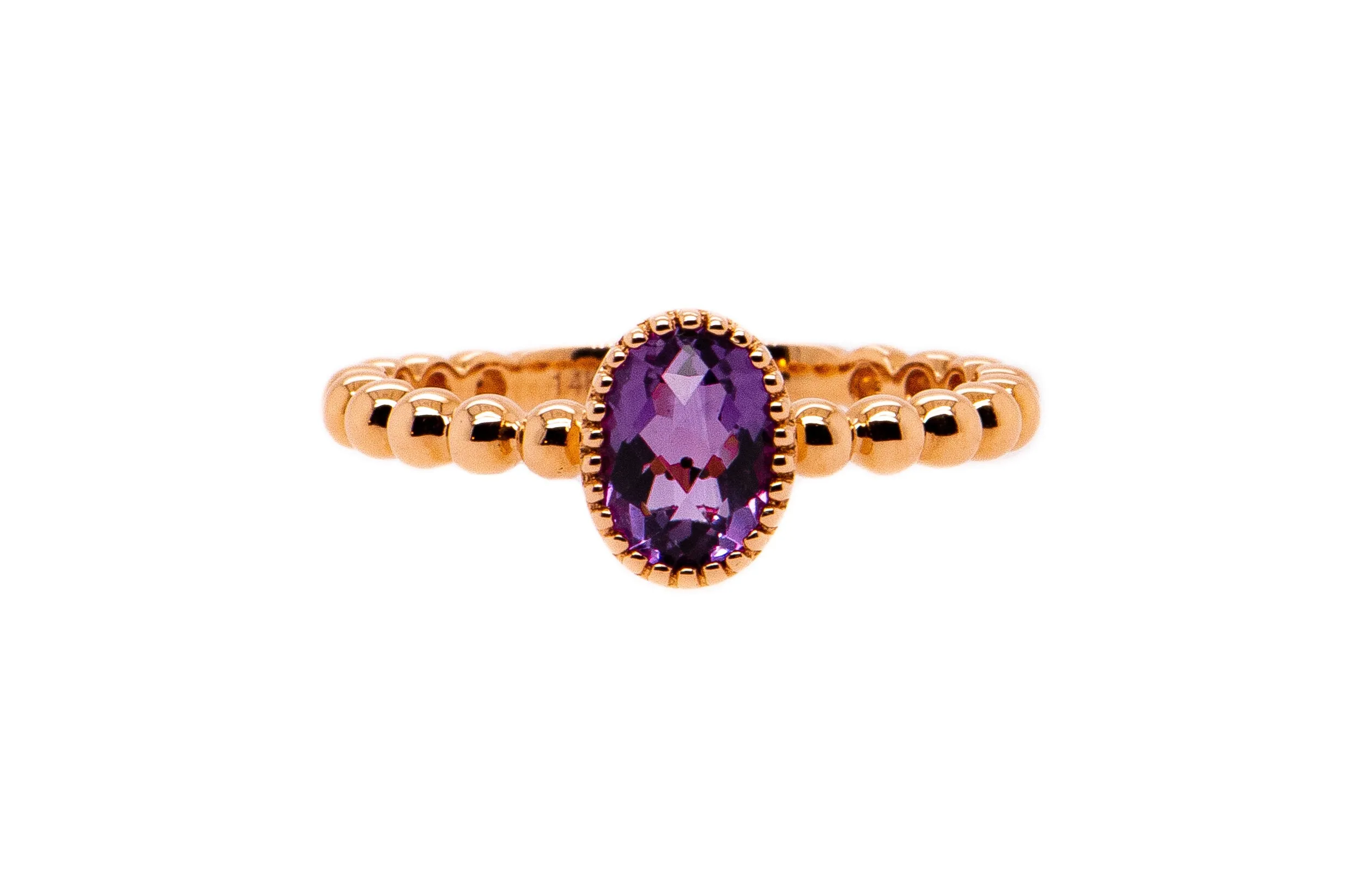 14kt Rose Gold Oval Amethyst Ring