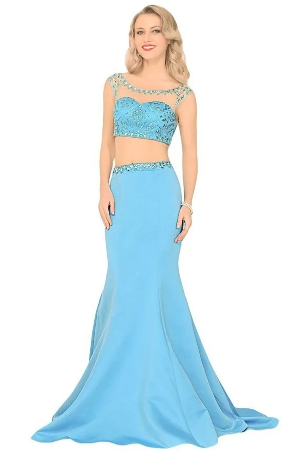 2024 Two-Piece Scoop Prom Dresses Mermaid Satin PGSCYGPZ