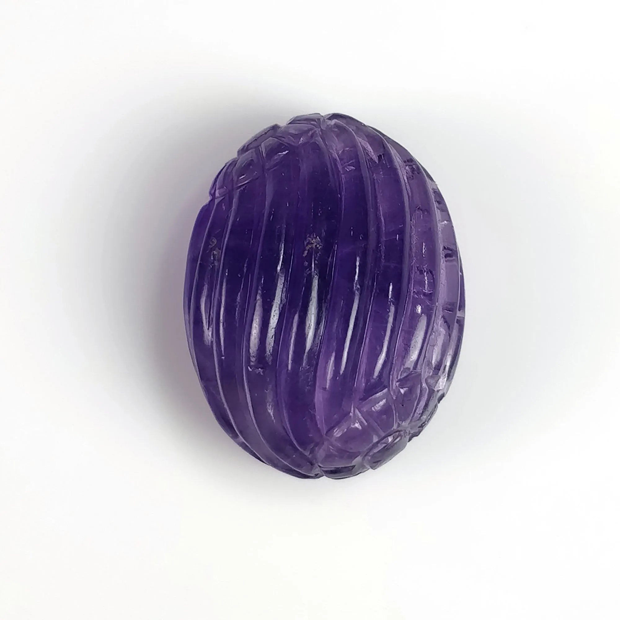 24.60cts Natural Untreated PURPLE AMETHYST Gemstone Oval Shape Both Side Hand Carved 22*17mm February Birthstone