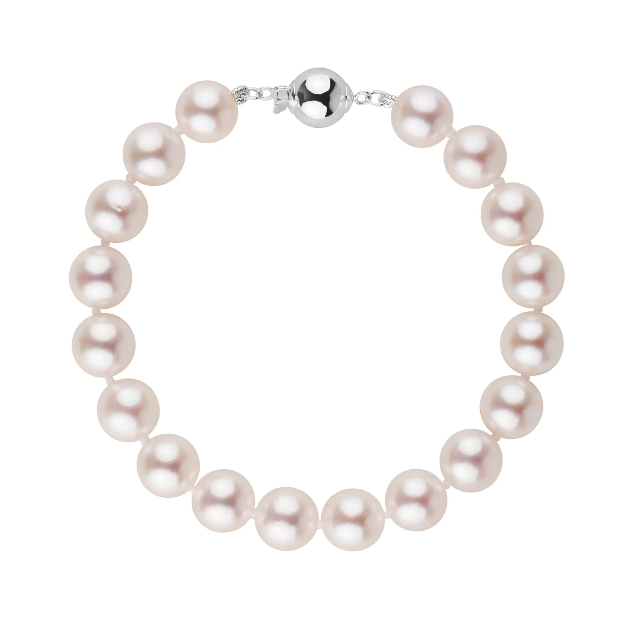 8.0-8.5 mm AA  Bright White Rose Tone Akoya Pearl Bracelet