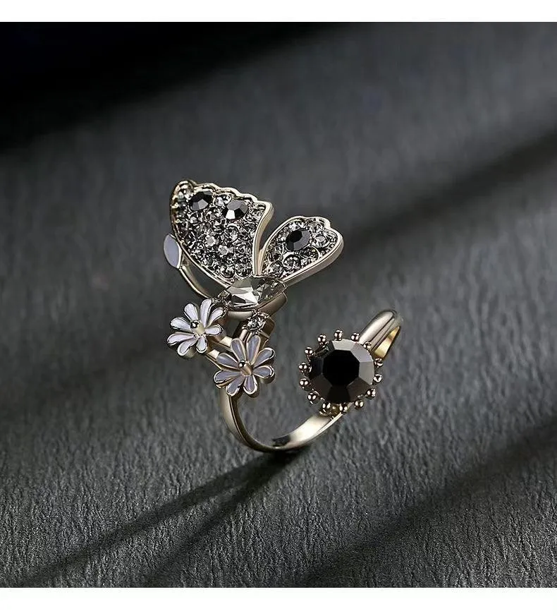 925 Sterling Silver Vintage Adjustable Butterfly Ring LJ10