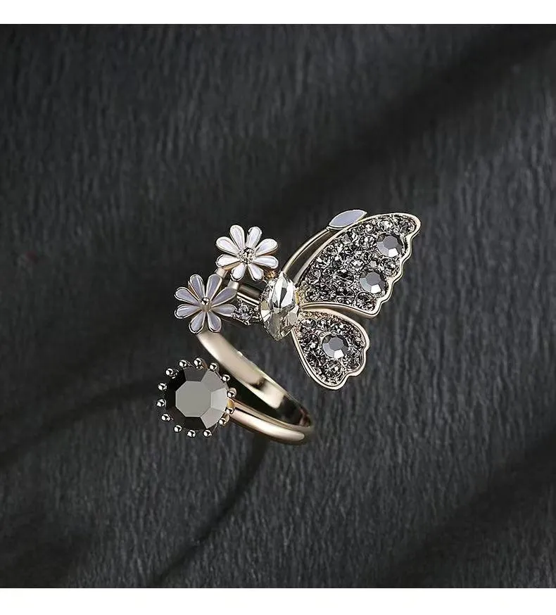 925 Sterling Silver Vintage Adjustable Butterfly Ring LJ10