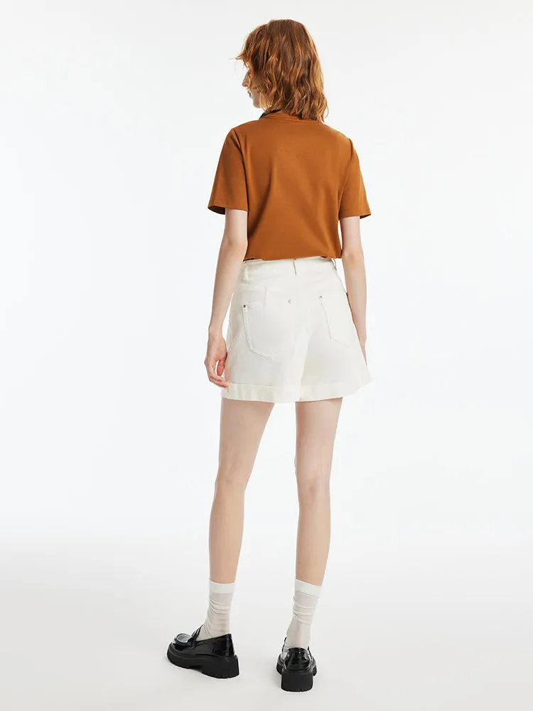 A-Line Folded Hem Women Shorts