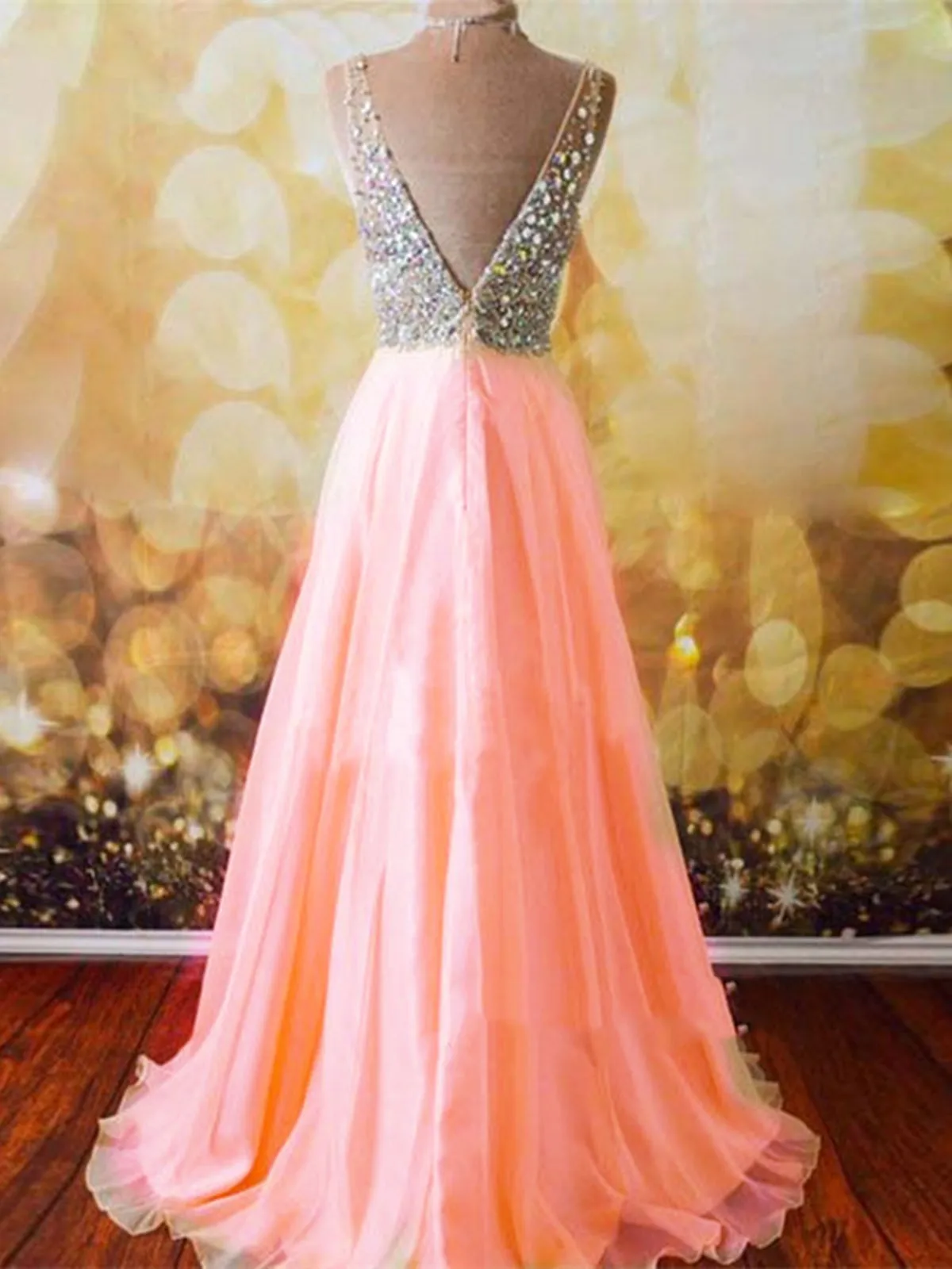 A Line V Neck Floor Length Prom Dress, Long Formal Dress, Evening Dress