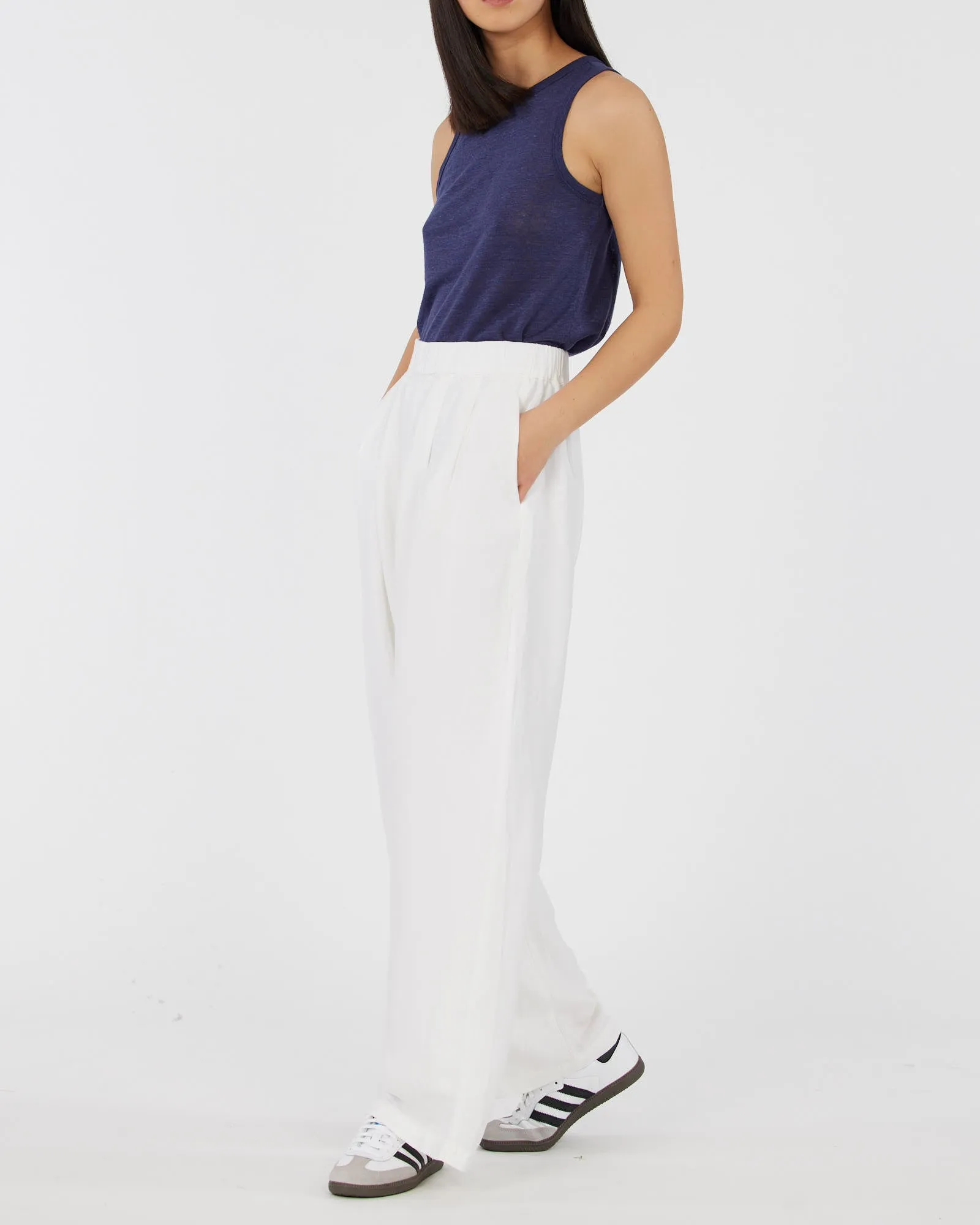 Aceline Linen Jersey Tank - Sea