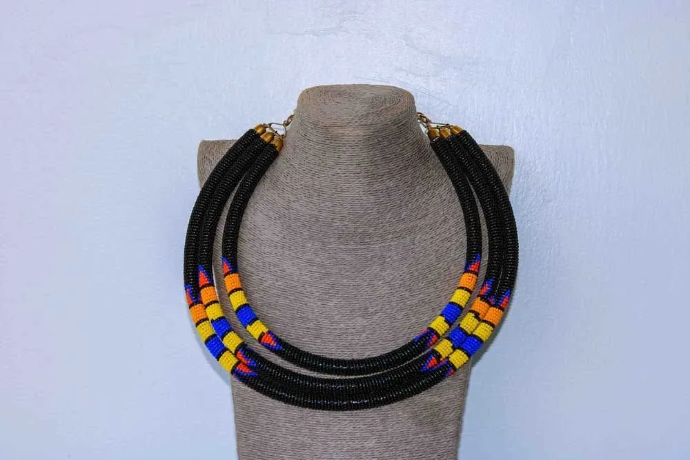 African beaded necklace, Statement necklace, Beaded Necklace for women, Moms gift, Christmas Gift for her, Zulu beaded necklace