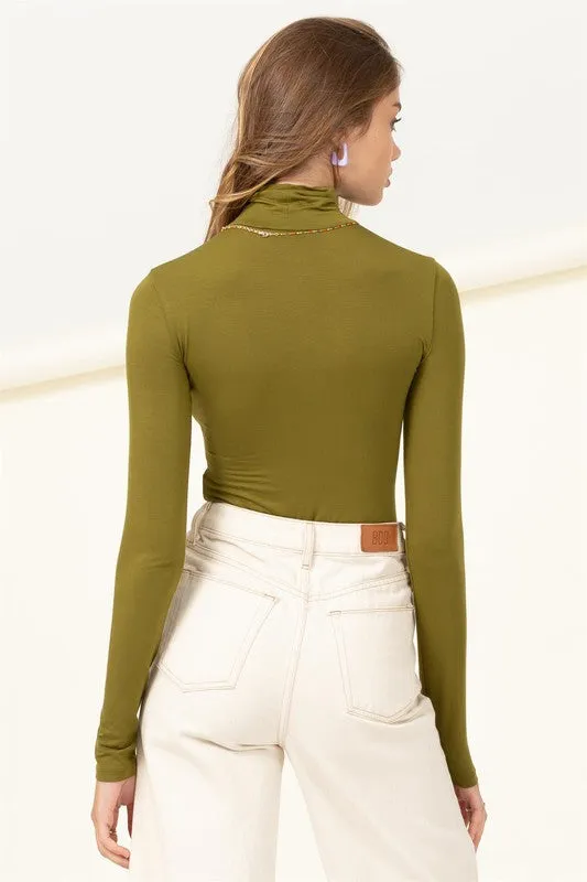 Alexa turtle neck long sleeve bodysuit, olive