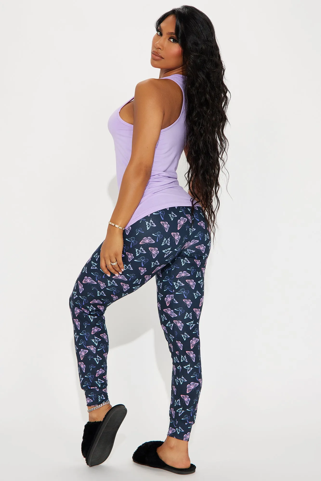 Anti-Social Butterfly PJ Jogger Set - Black/Purple