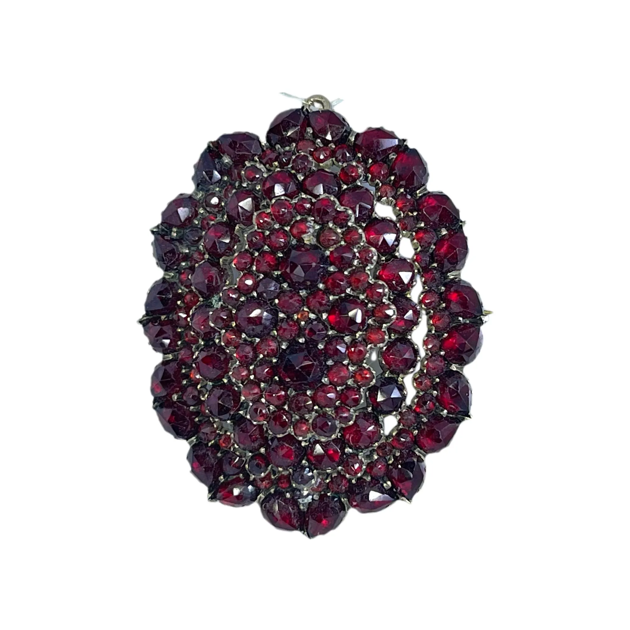 Antique Garnet Brooch or Pendant in 9K Rose Gold. Perfect Wedding Day Jewelry. January Birthstone.