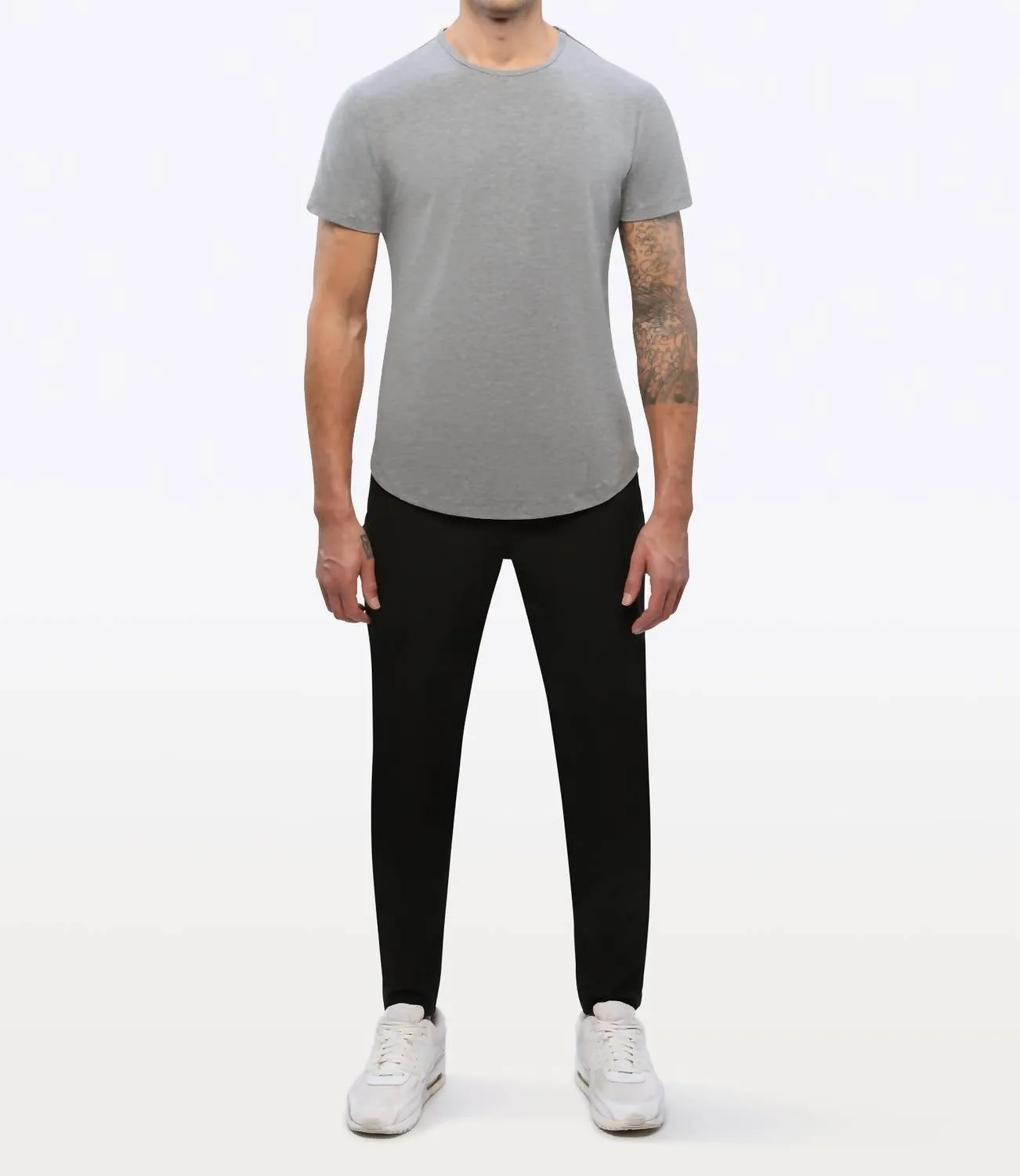 Ao Crew Curve Hem Tee In Heather Grey