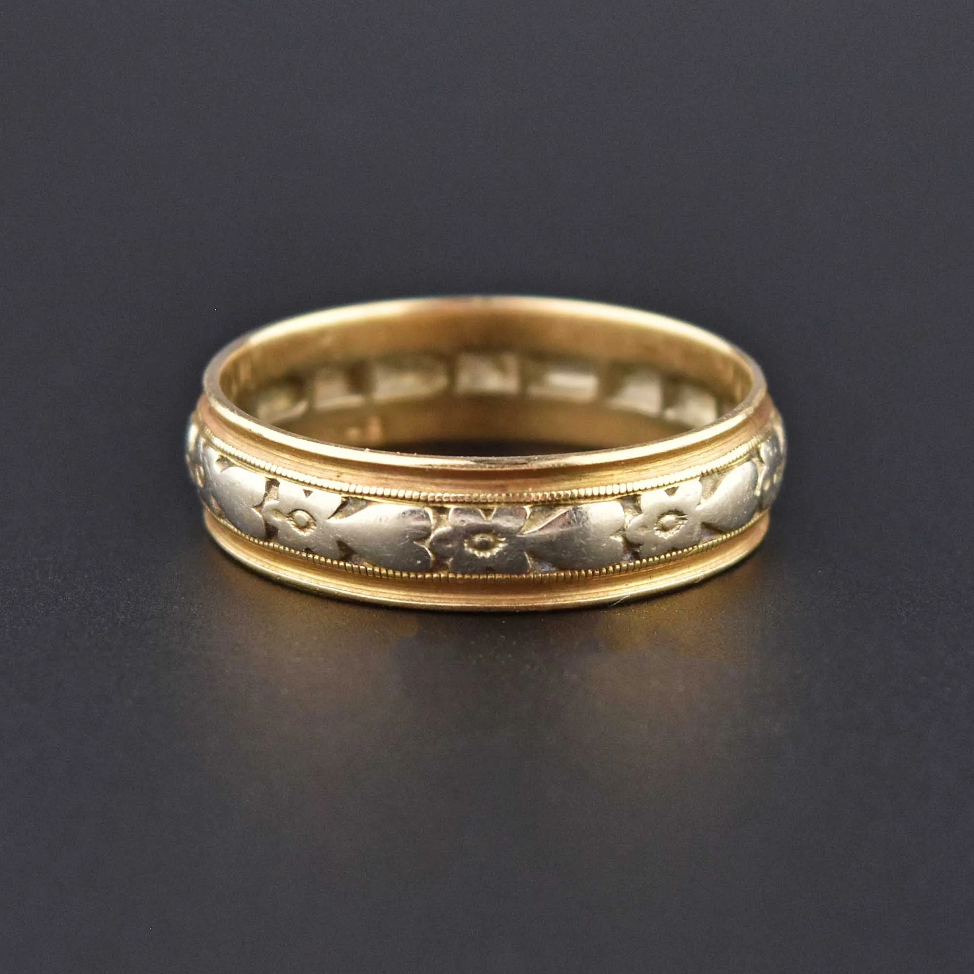 Art Nouveau 14K Gold Forget Me Not Eternity Band Ring