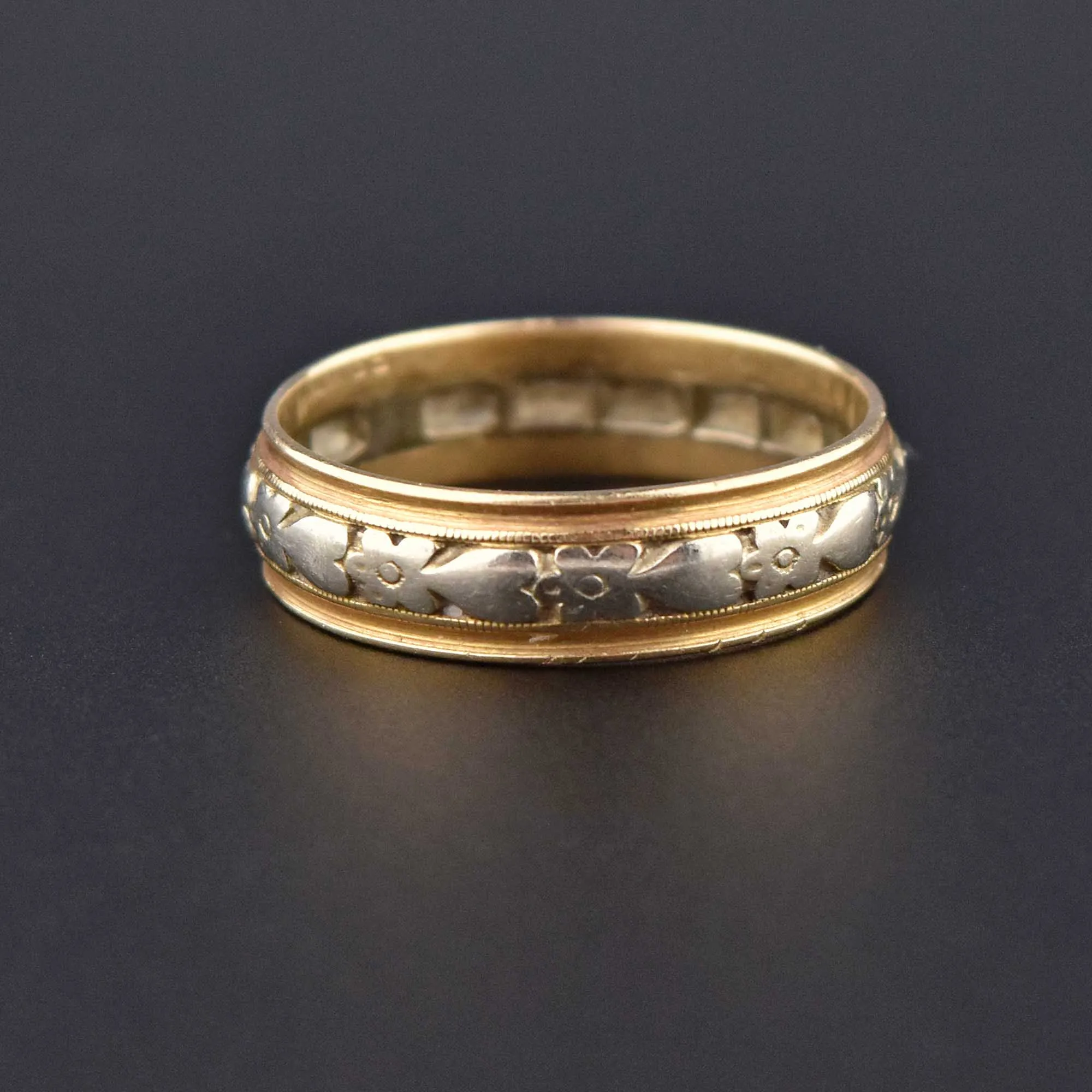 Art Nouveau 14K Gold Forget Me Not Eternity Band Ring