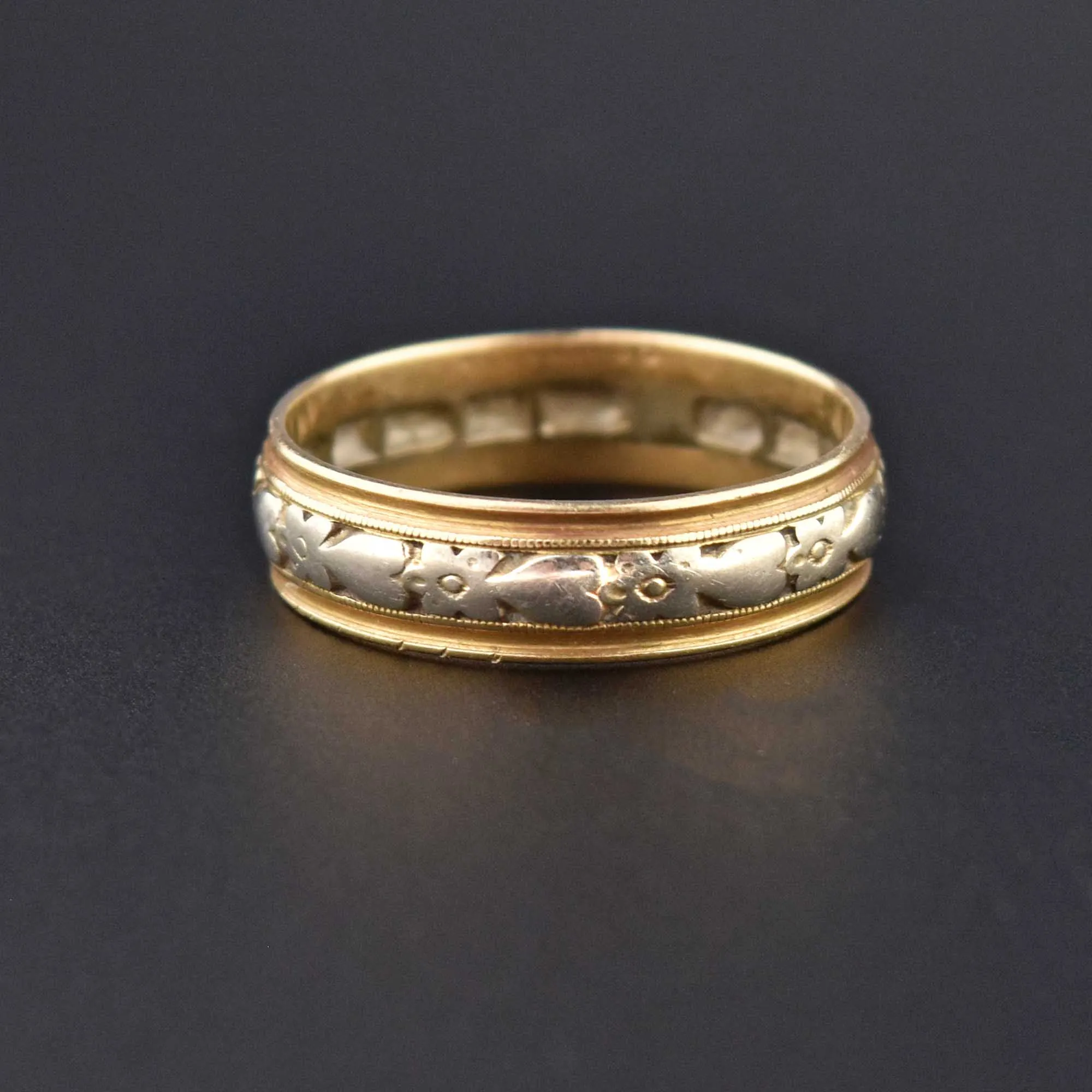 Art Nouveau 14K Gold Forget Me Not Eternity Band Ring