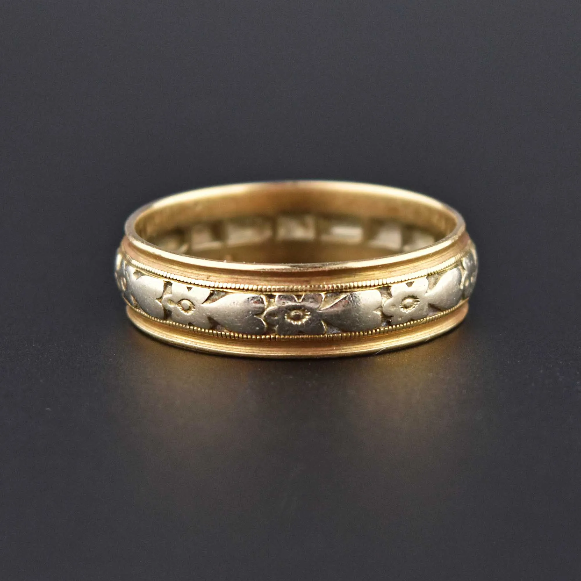 Art Nouveau 14K Gold Forget Me Not Eternity Band Ring