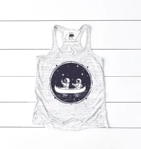 Astronauts Canoeing flowy racerback tank tops