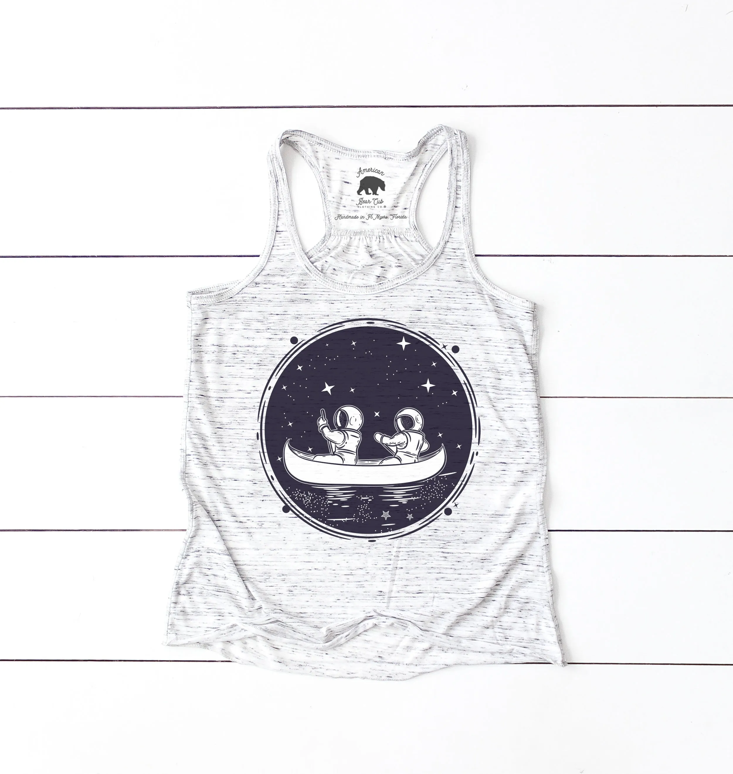 Astronauts Canoeing flowy racerback tank tops