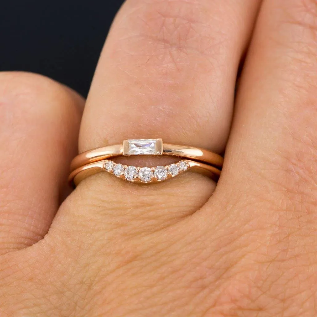 Baguette Diamond Stacking Promise or Solitaire Engagement Ring