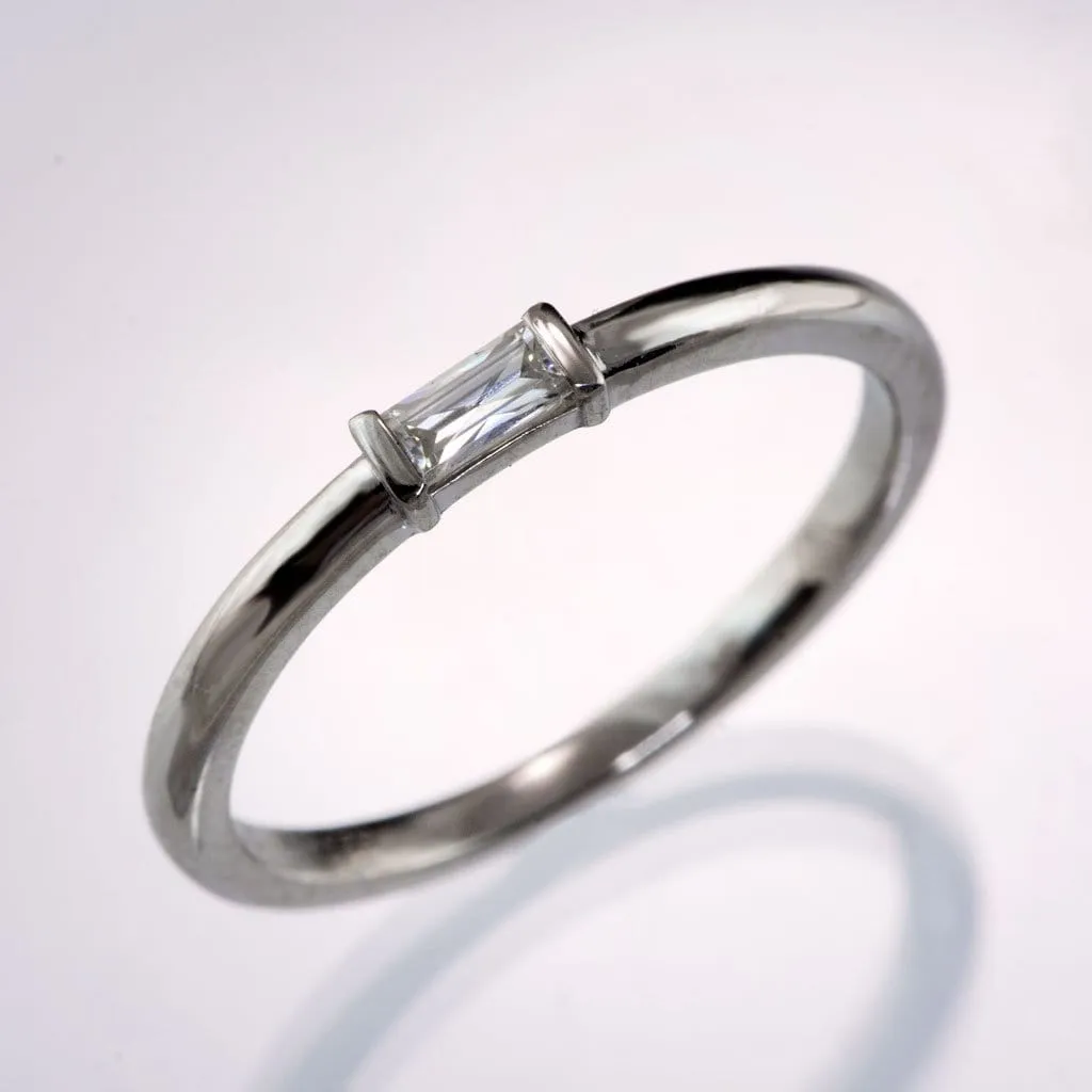 Baguette Diamond Stacking Promise or Solitaire Engagement Ring