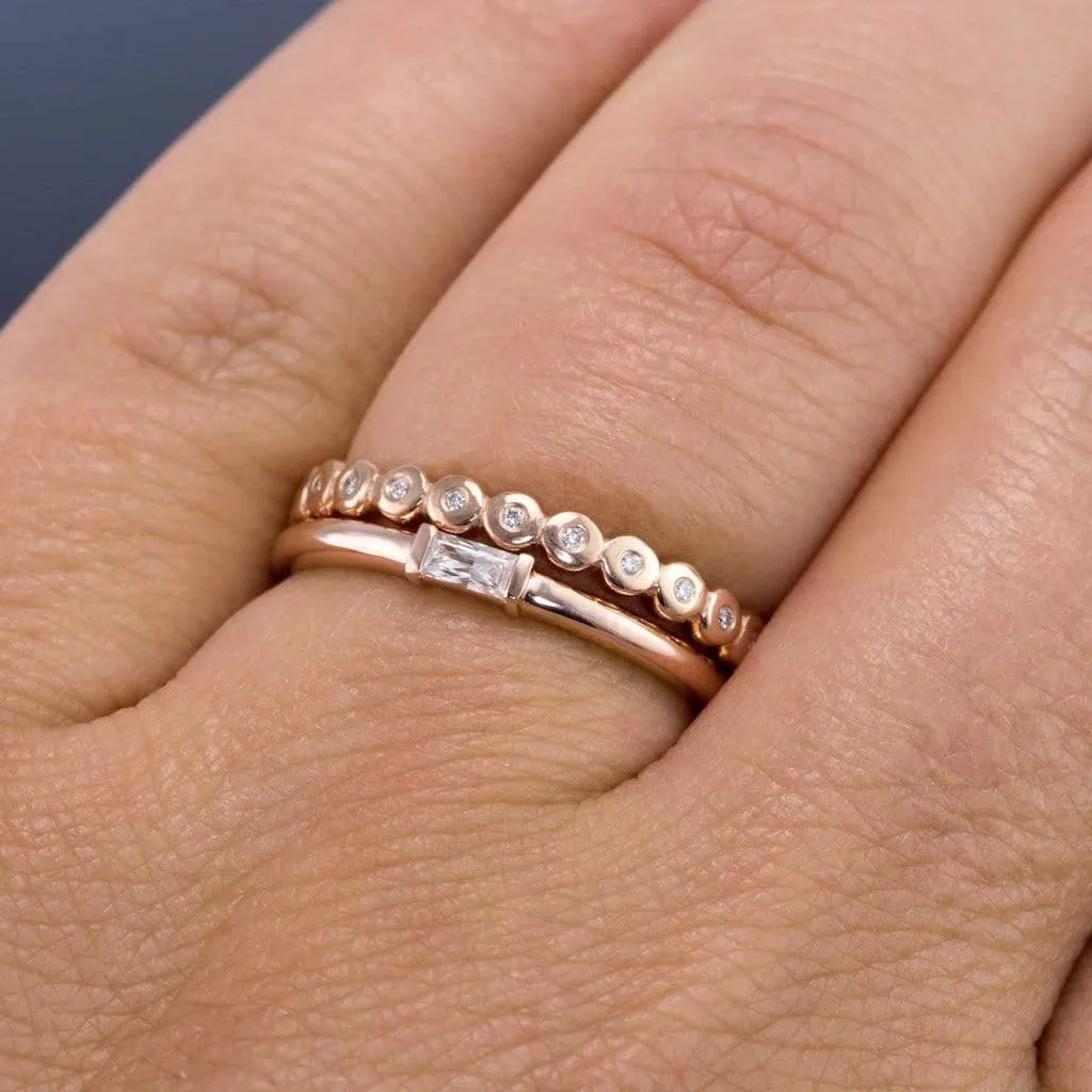 Baguette Diamond Stacking Promise or Solitaire Engagement Ring