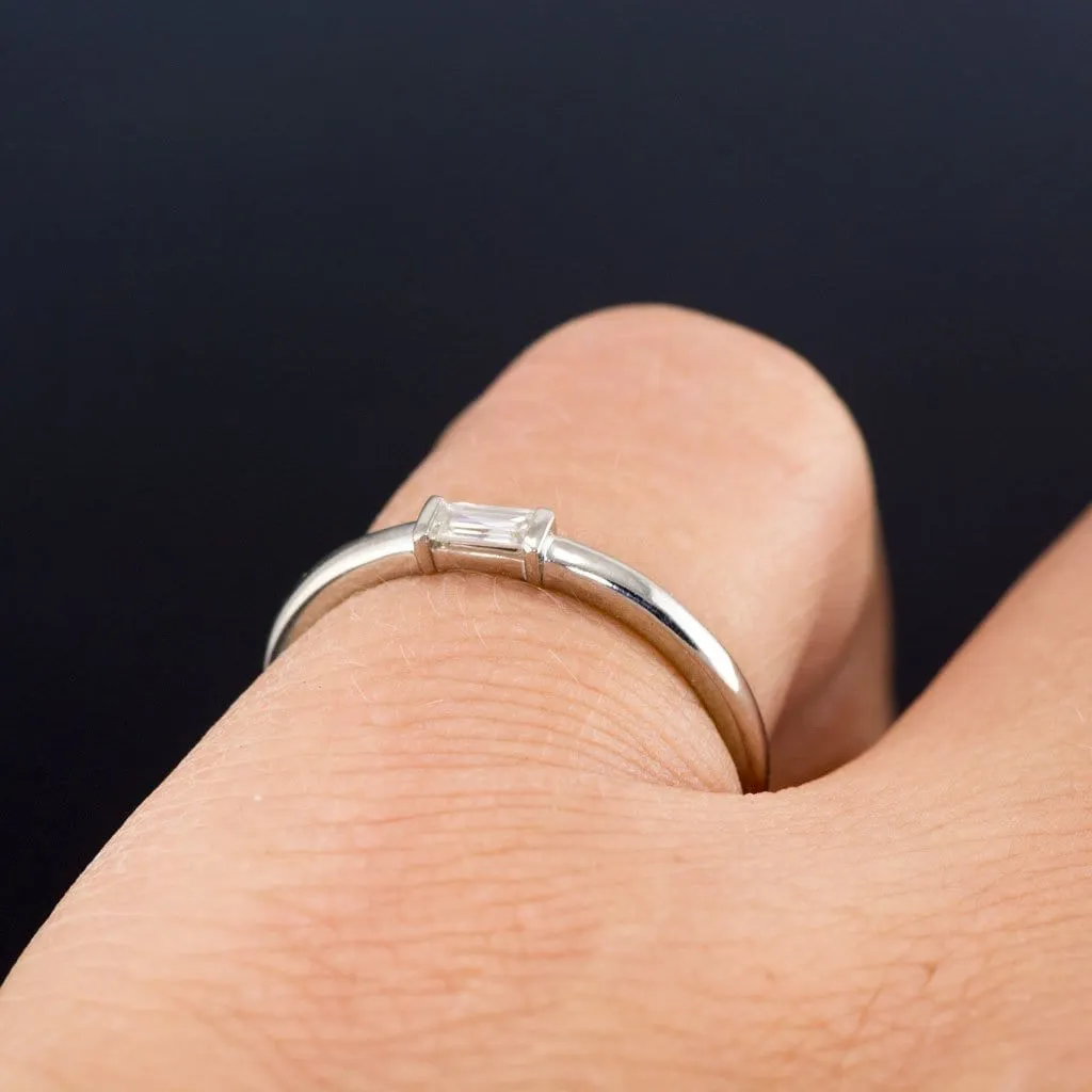 Baguette Diamond Stacking Promise or Solitaire Engagement Ring