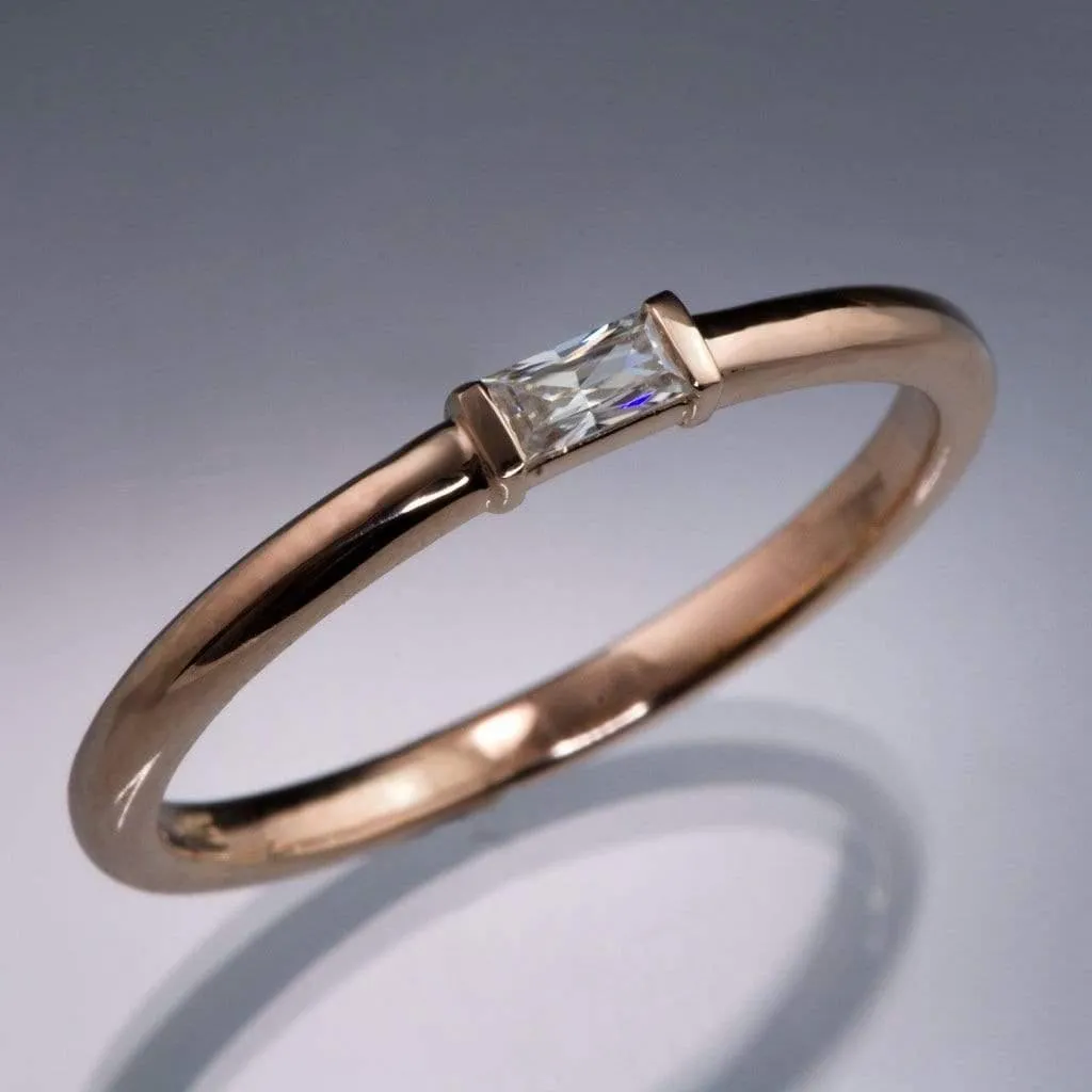 Baguette Diamond Stacking Promise or Solitaire Engagement Ring