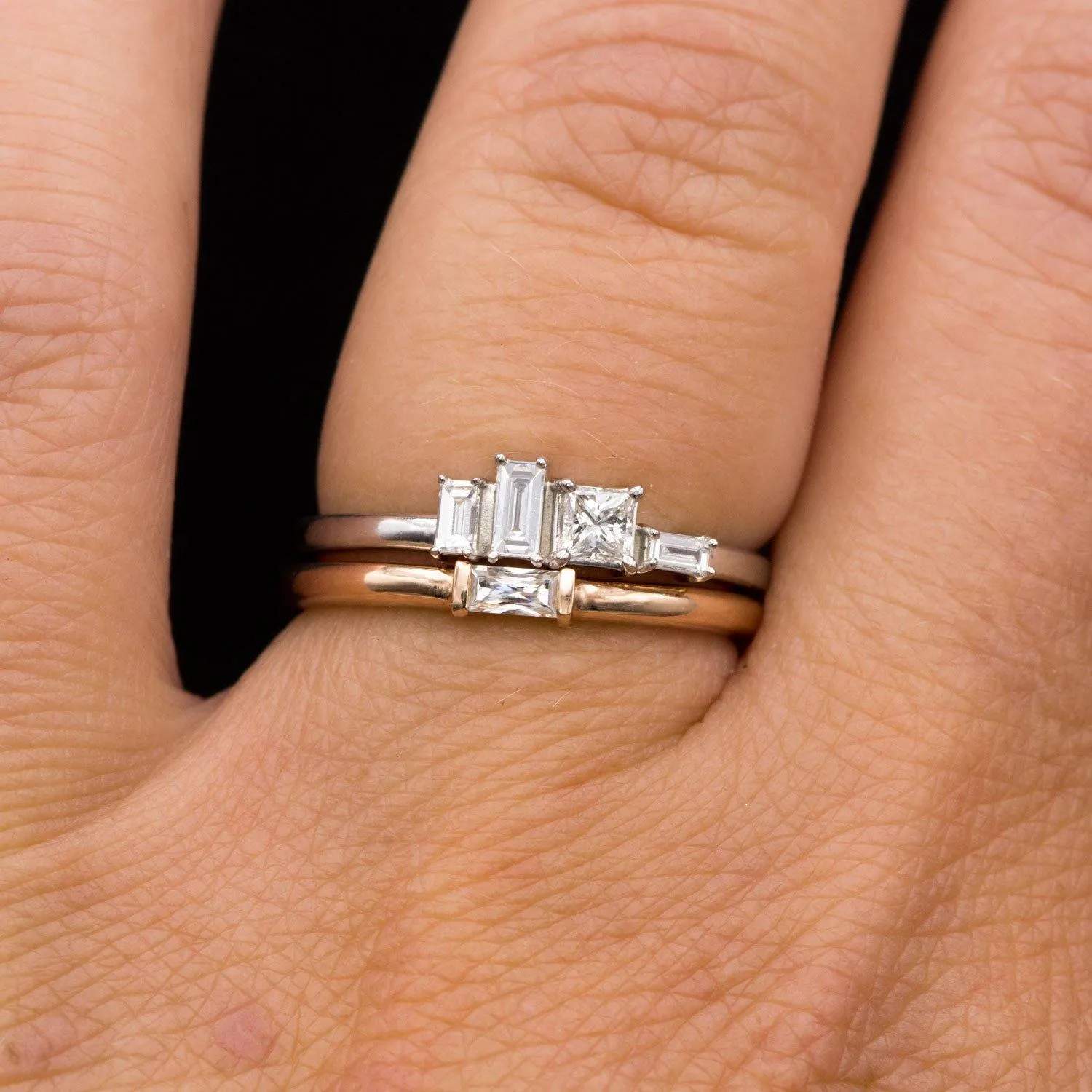 Baguette Diamond Stacking Promise or Solitaire Engagement Ring