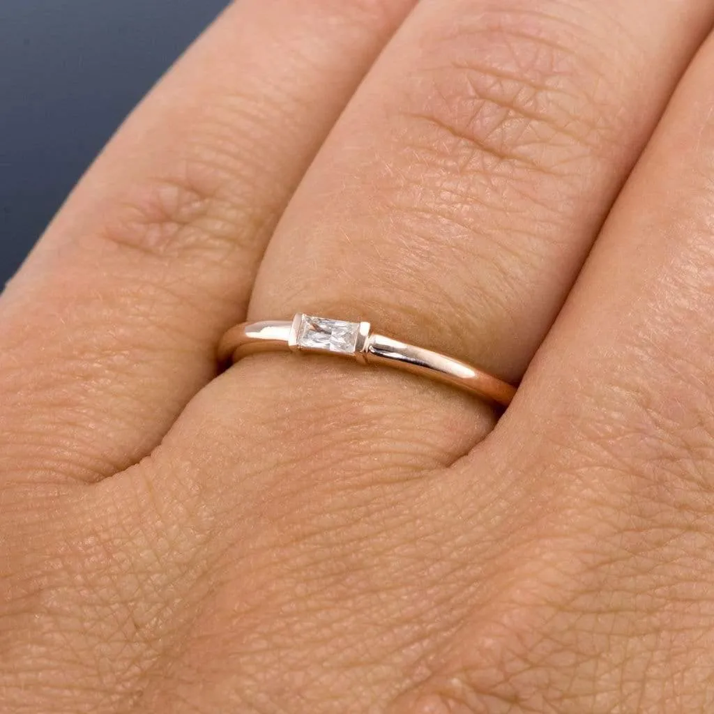 Baguette Diamond Stacking Promise or Solitaire Engagement Ring