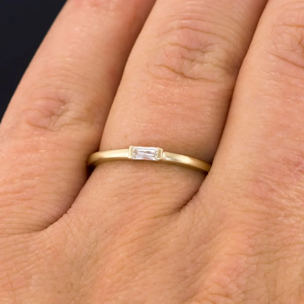 Baguette Diamond Stacking Promise or Solitaire Engagement Ring