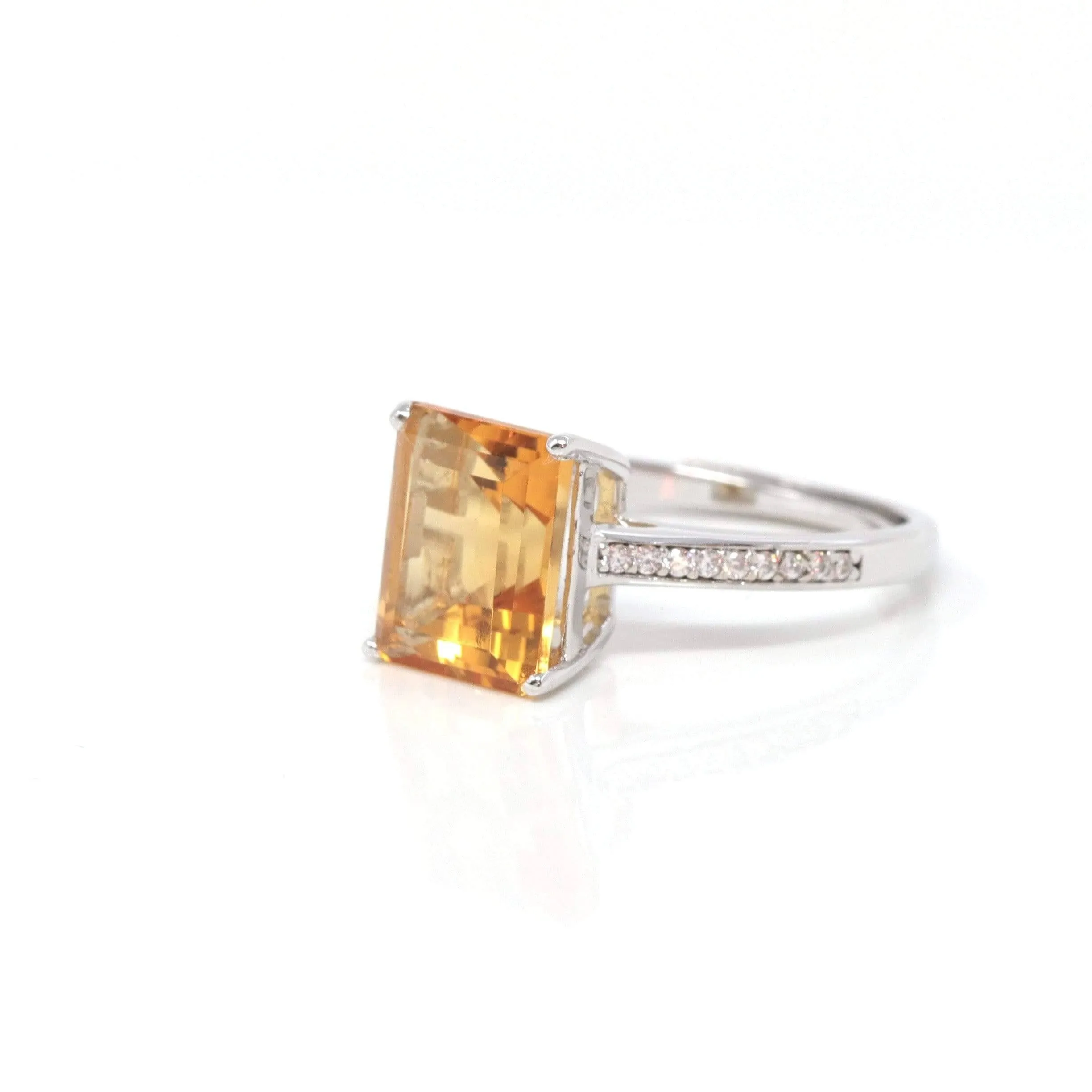 Baikalla? Sterling Silver Emerald Cut Citrine Ring