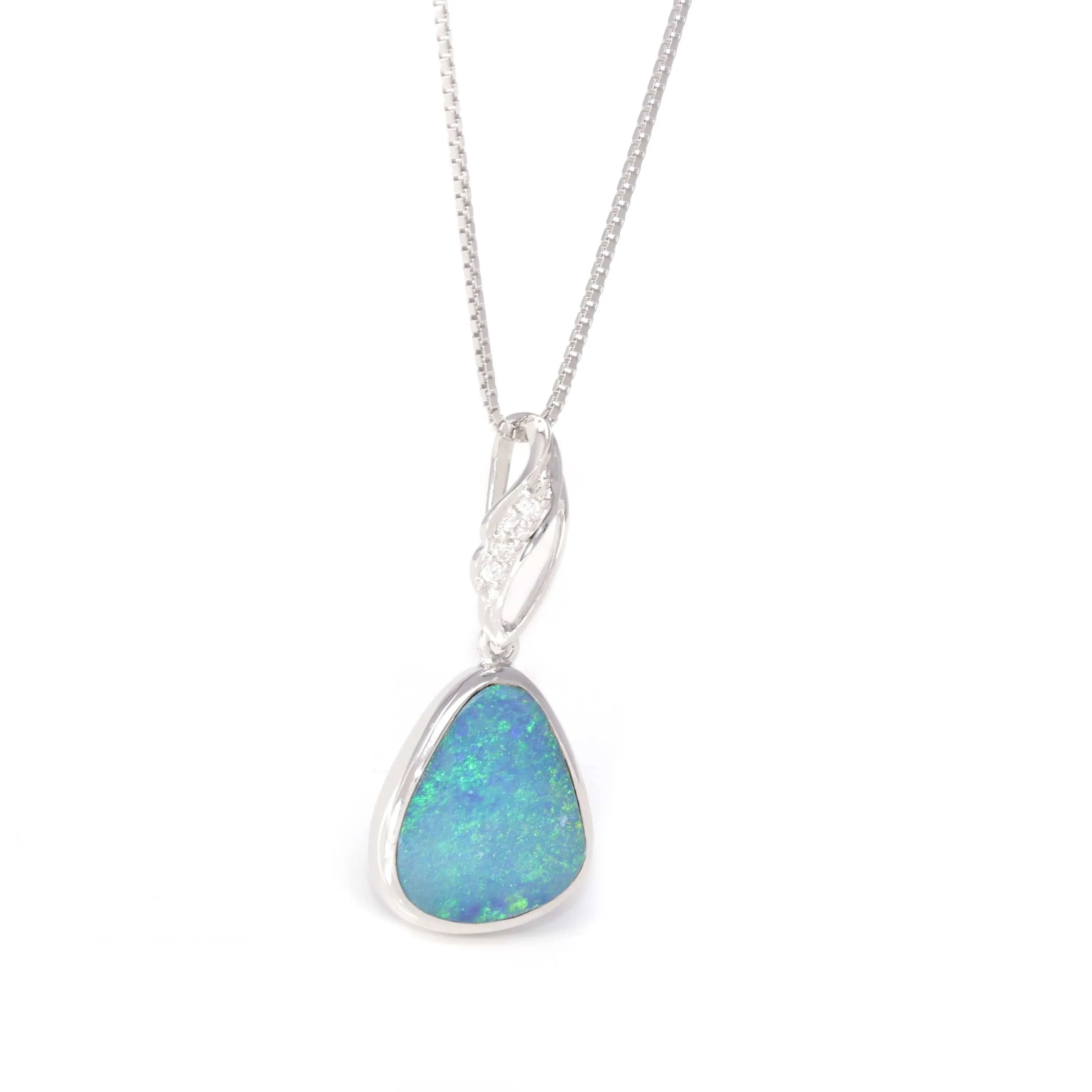 Baikalla? Sterling Silver Freeform Australian Light Blue Natural Opal Bezel Set Necklace