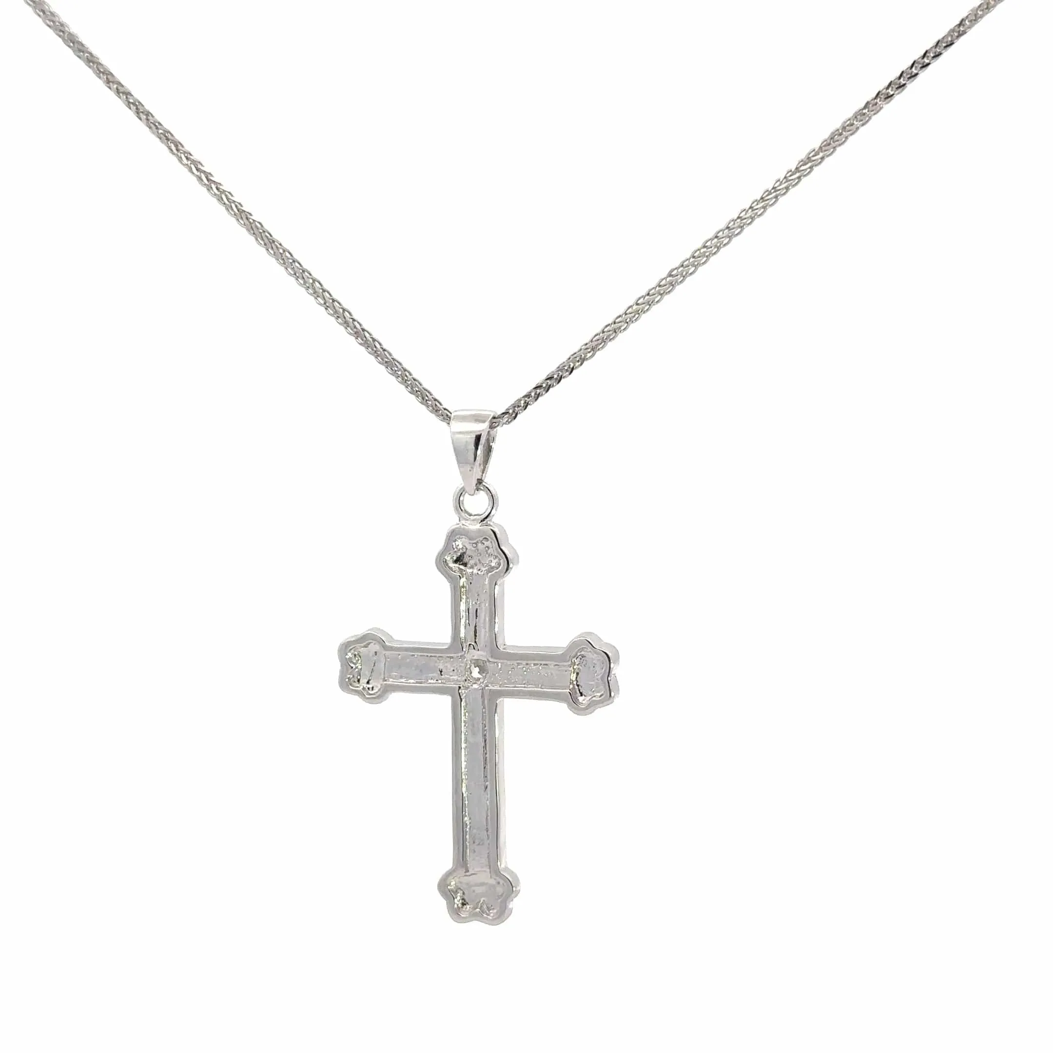 Baikalla Sterling Silver Lab-Made Opal Cross Bezel Pendant Necklace