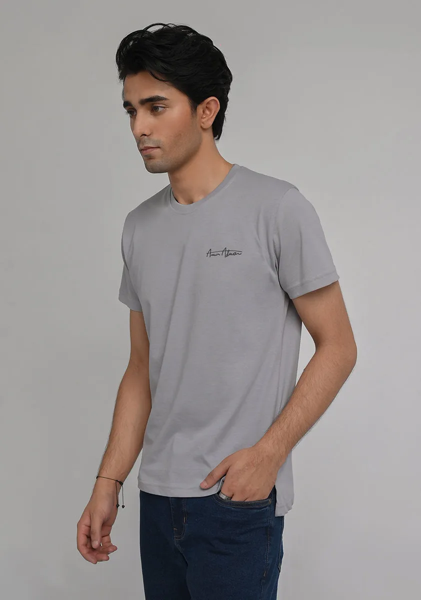 Basic Jersey Round Neck Iron Grey T-Shirt