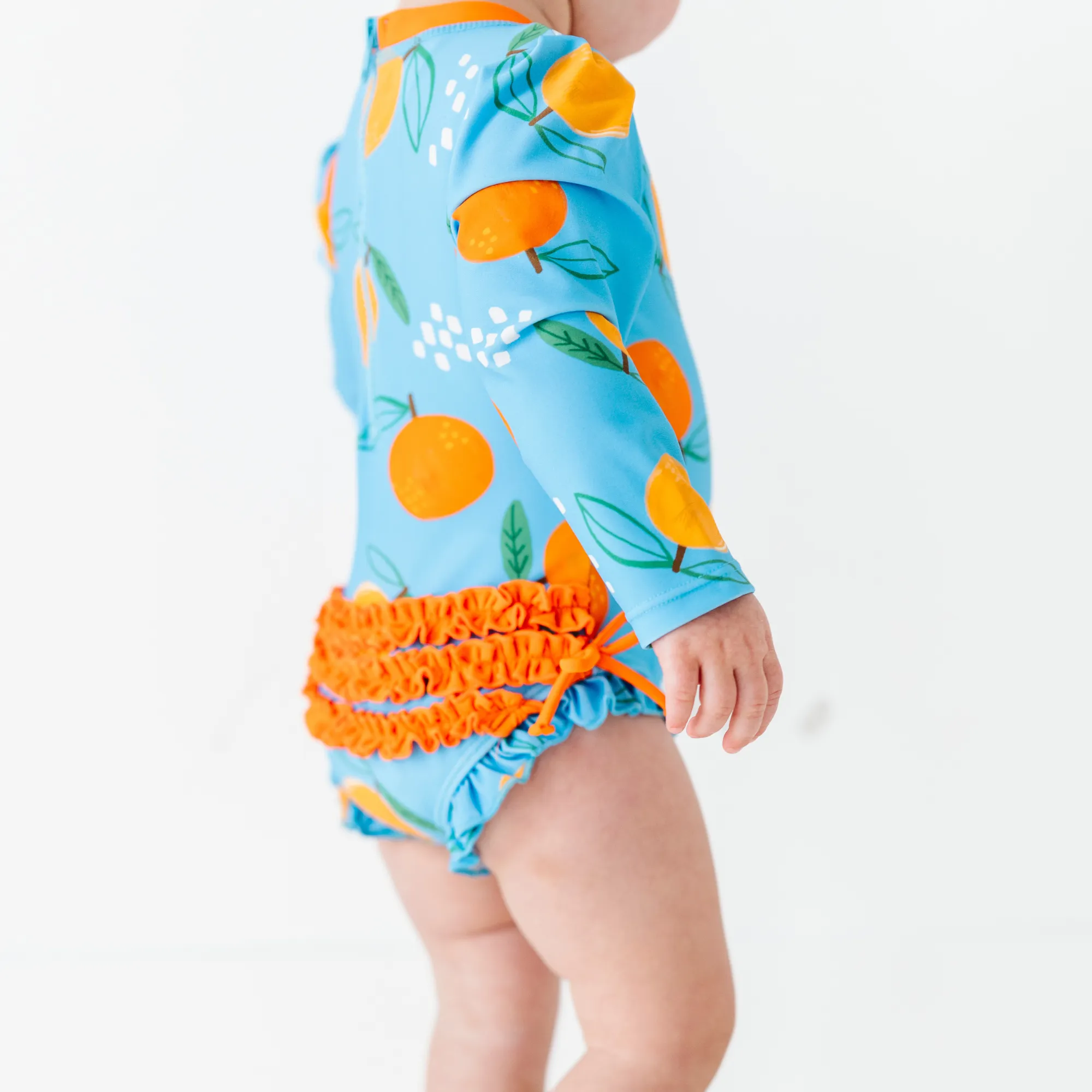 Be My Clementine Long Sleeve Ruffle Swimsuit