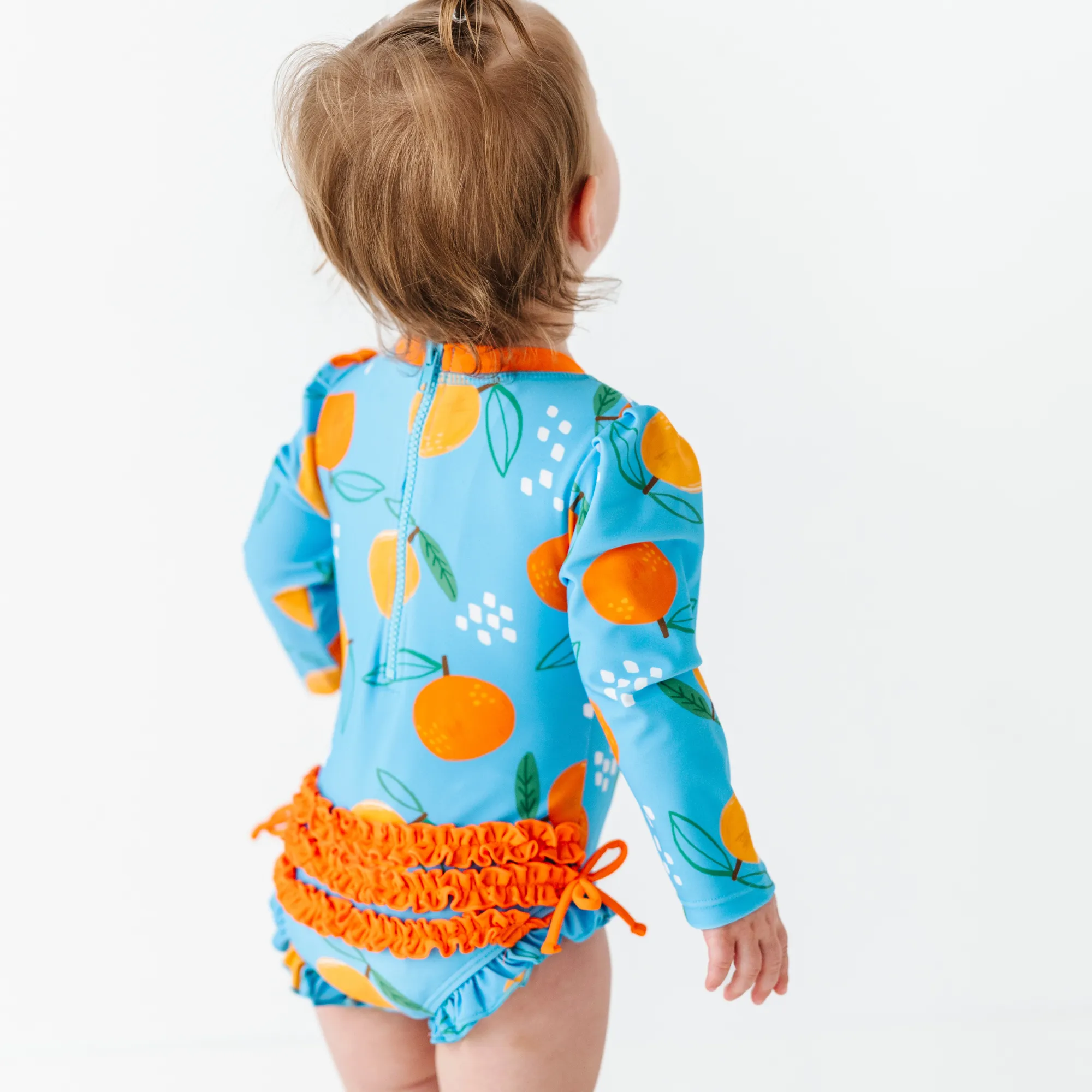 Be My Clementine Long Sleeve Ruffle Swimsuit