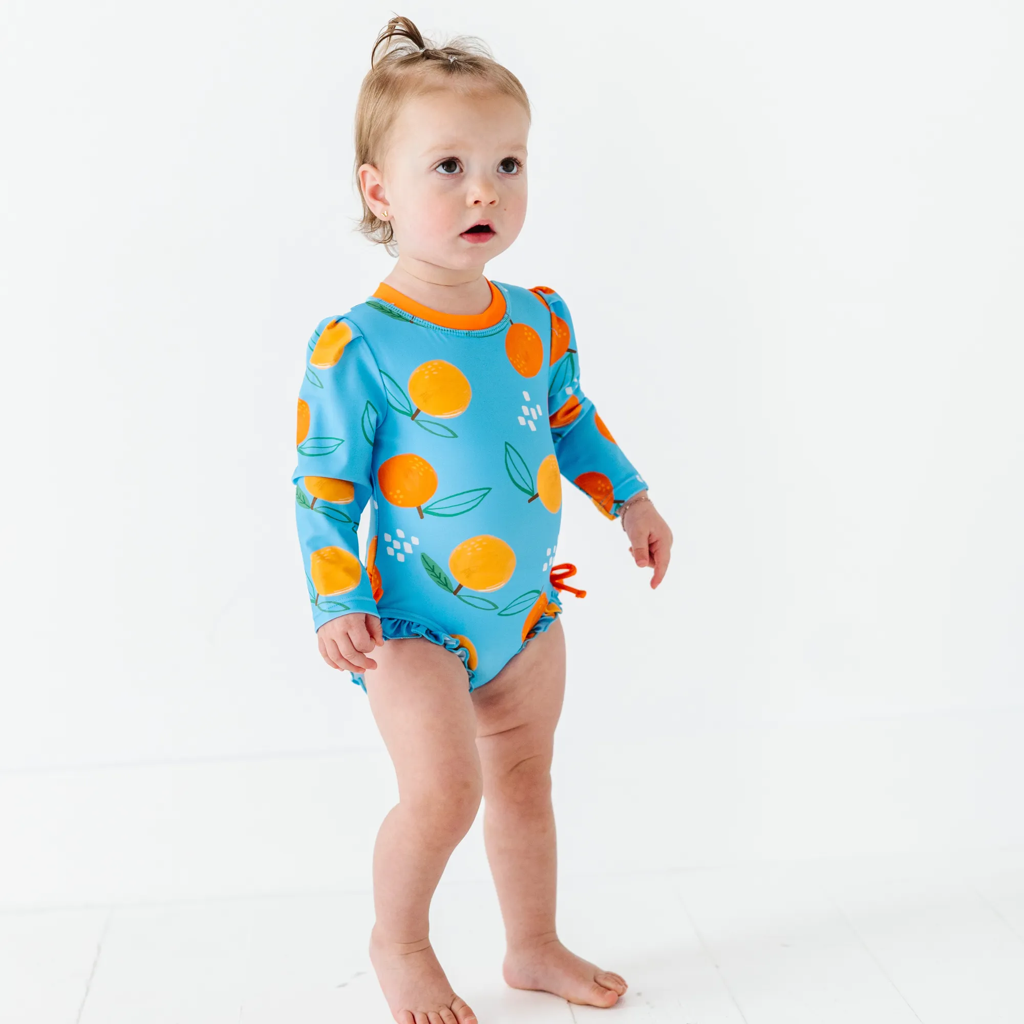 Be My Clementine Long Sleeve Ruffle Swimsuit